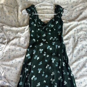 Reformation Dark Green Floral Mini Dress